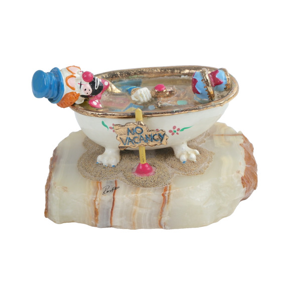 Vtg Ron Lee & Emmett Kelly "No Vacancy" Marble Clown sleeping in a bath 1989 USA - Picture 2 of 10